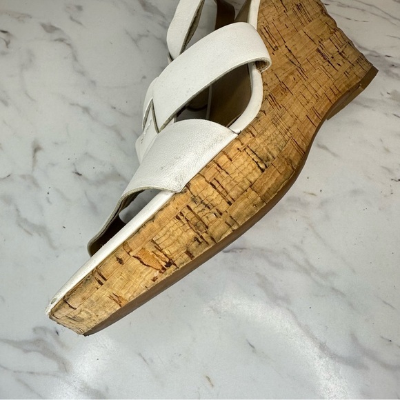 Franco Sarto “Cera” Leather Cork Wedge Sandals - White - Size 8M - Picture 10 of 13